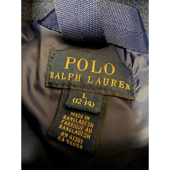 Ralph Lauren Jacket Girls Large  12-14 Pink  Blue Down Stripe Puffer Hooded Coat - Picture 6 of 9